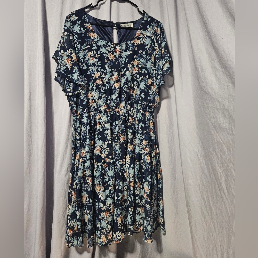 Womens Foral Flowy Above Knee Dress